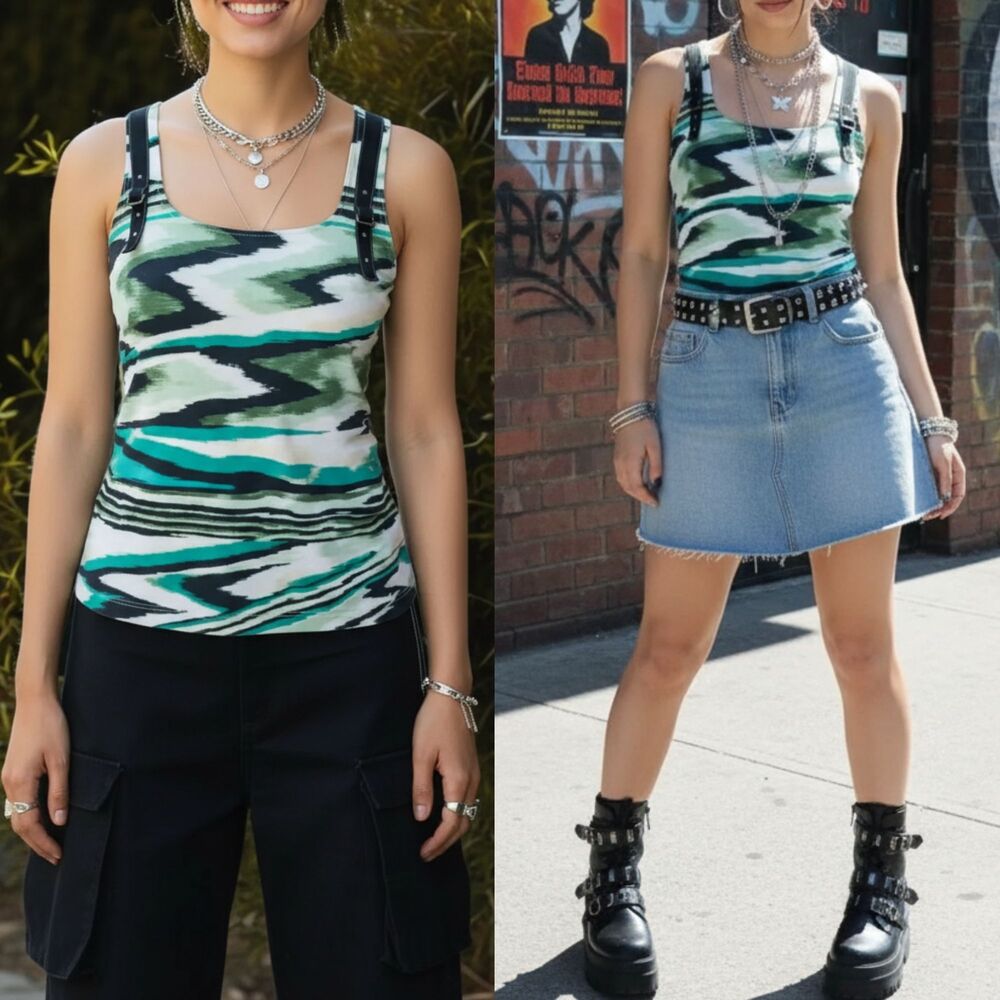 Vintage Picadilly Fashion Sleeveless Y2K Buckle Tank